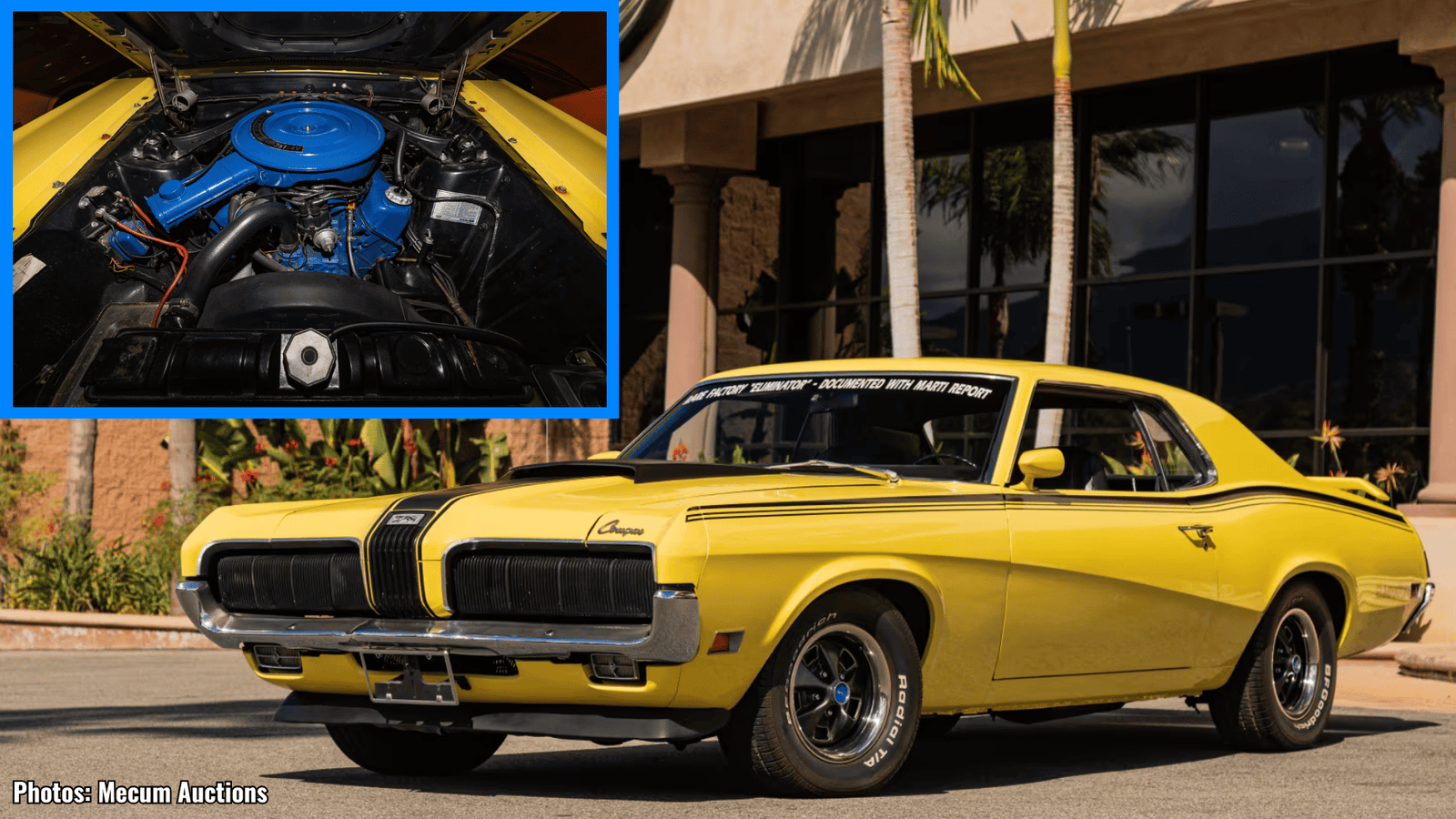 1970 yellow mercury cougar eliminator with cleveland 351 engine